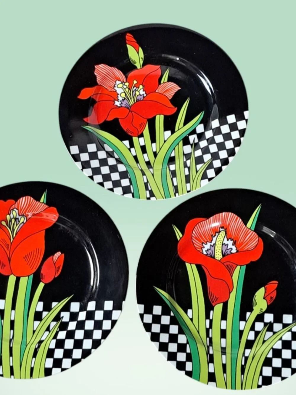 Vintage Fitz & Floyd Jardin Rouge side Bread plates Orchid Japan set of 3